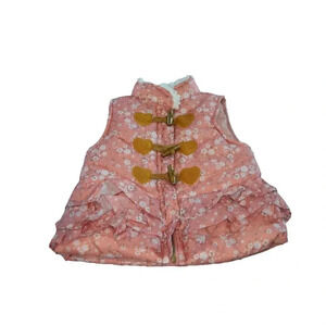 Nannette Kids Girls' Floral 2T Pink Puffer Vest With Heart Toggle Closures & Ruf